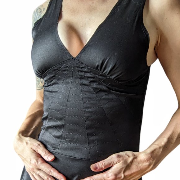 Folter Black Widow Spider Spiderweb Dress Halloween Retro Goth RARE - Picture 7 of 15